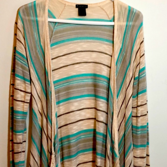 New Directions Fringed Cardigan; S - Picture 1 of 7